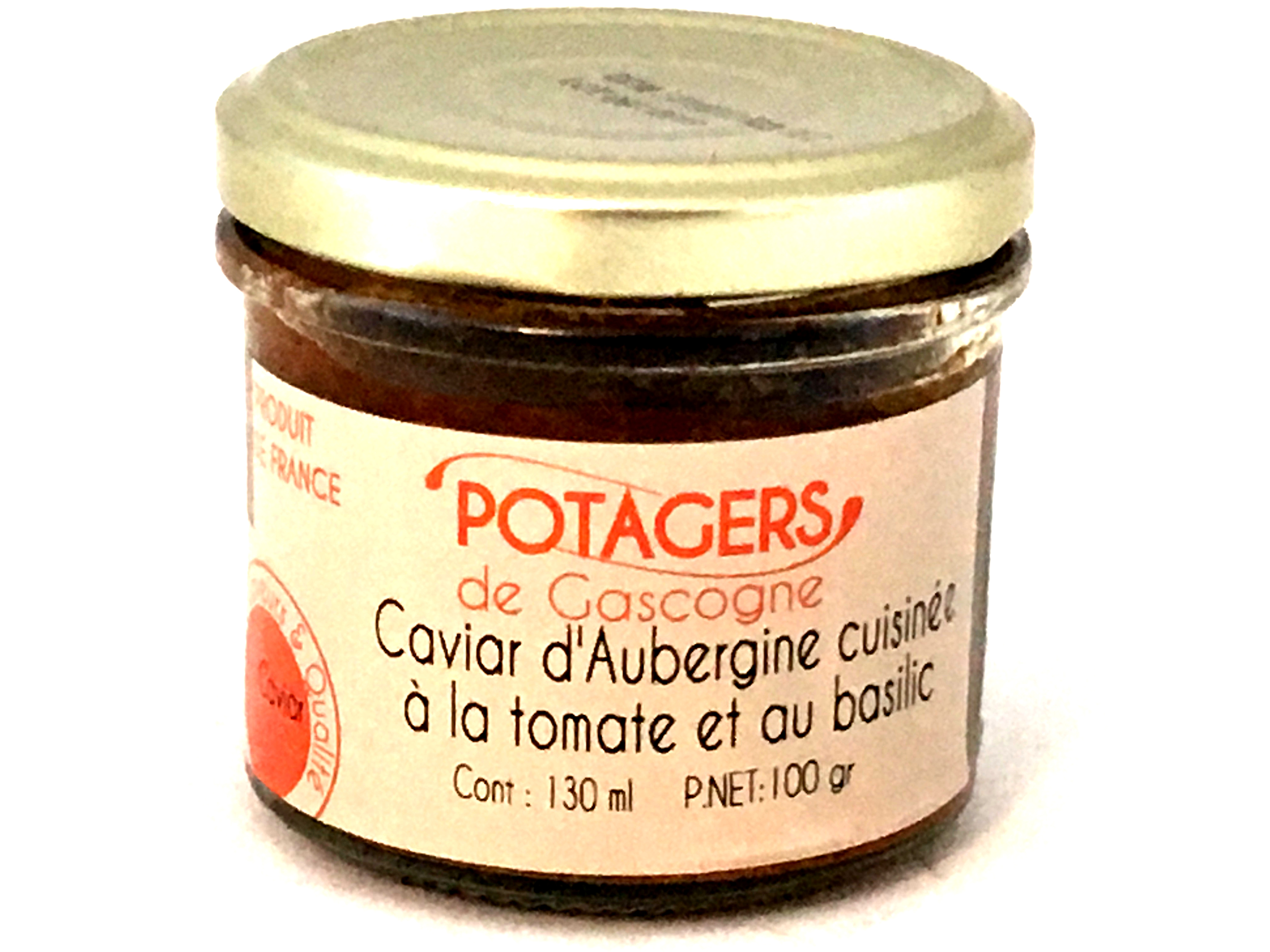 Caviar d'aubergines cuisinées à la tomate et au basilic 100g (bocal)