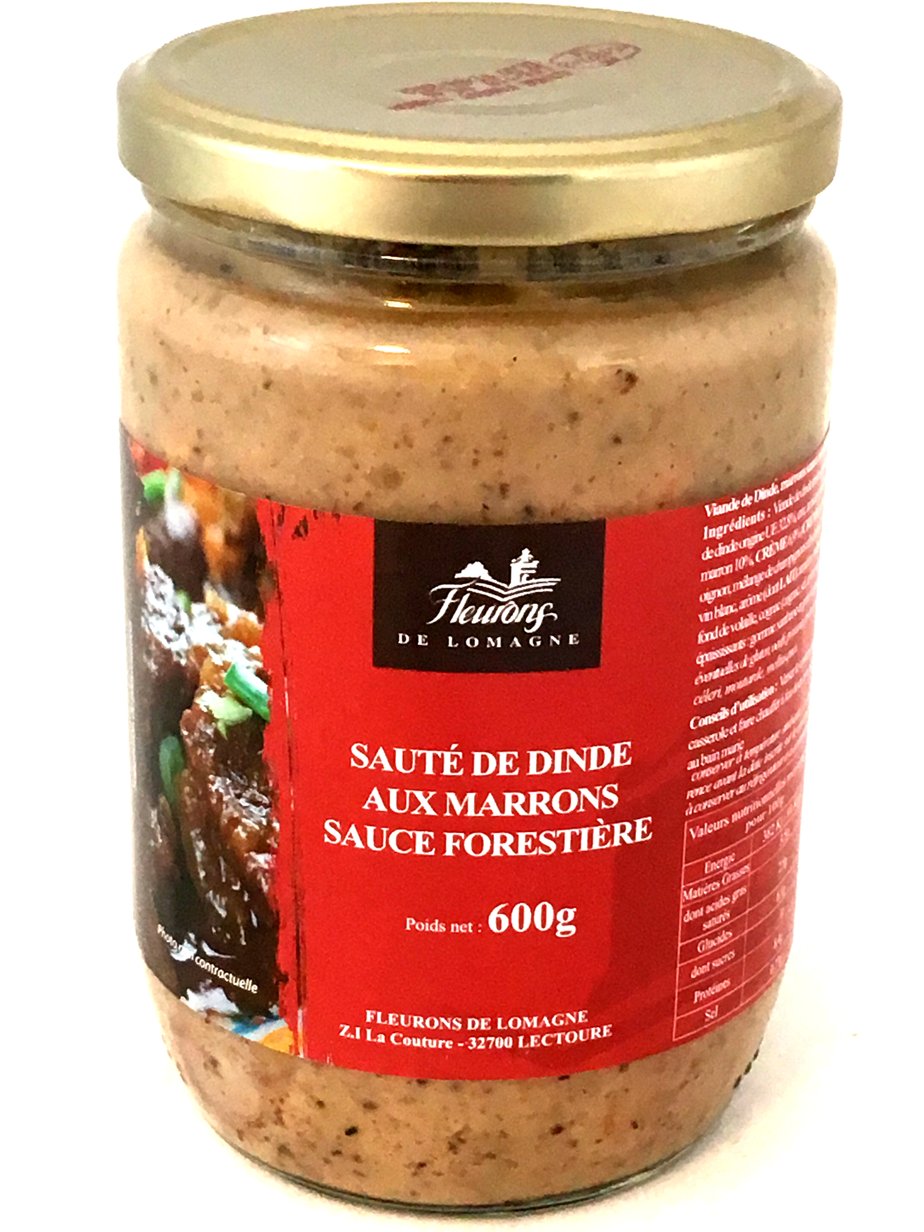 Sauté de dinde aux marrons sauce forestière 600g (bocal)