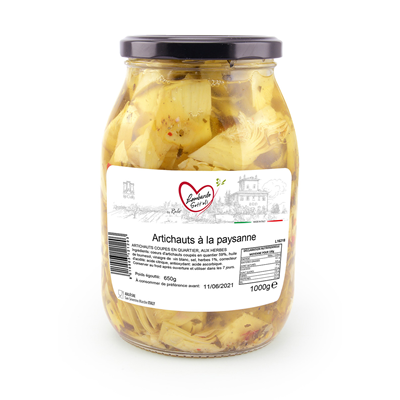 Artichauts en quartier marines a la paysanne bocal 1000 g lombardo sott oli
