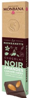 Barre chocolat noir amandes caramelisees 40g monbana