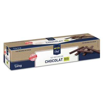 Baton de chocolat courts 44 cacao 1 6 kg 500 pieces metro chef