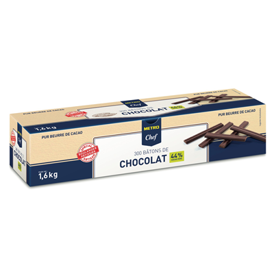 Bâtons de chocolat longs 44% cacao 300 pièces 1.6 kg