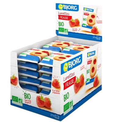 Biscuits bio fourres a la fraise lunettes fraise 27 x 50 g