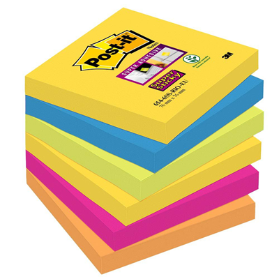 Bloc note post it coloris rio 76 x 76 mm 90 feuilles x 6