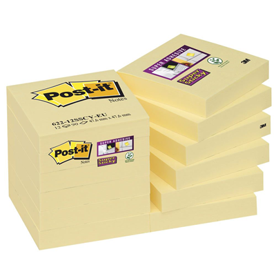 Bloc note post it jaune 47 6 x 47 6 mm x 12
