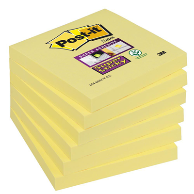 Bloc note post it jaune 76 x 76 mm x 6