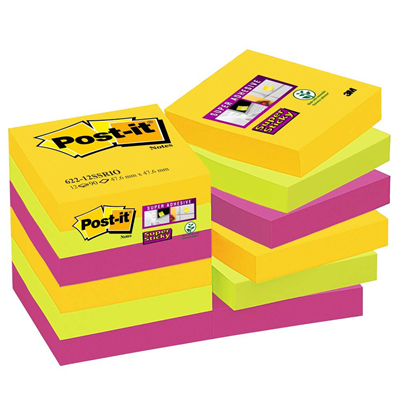 Bloc note post it reve intense coloris assortis 76 x 76 mm