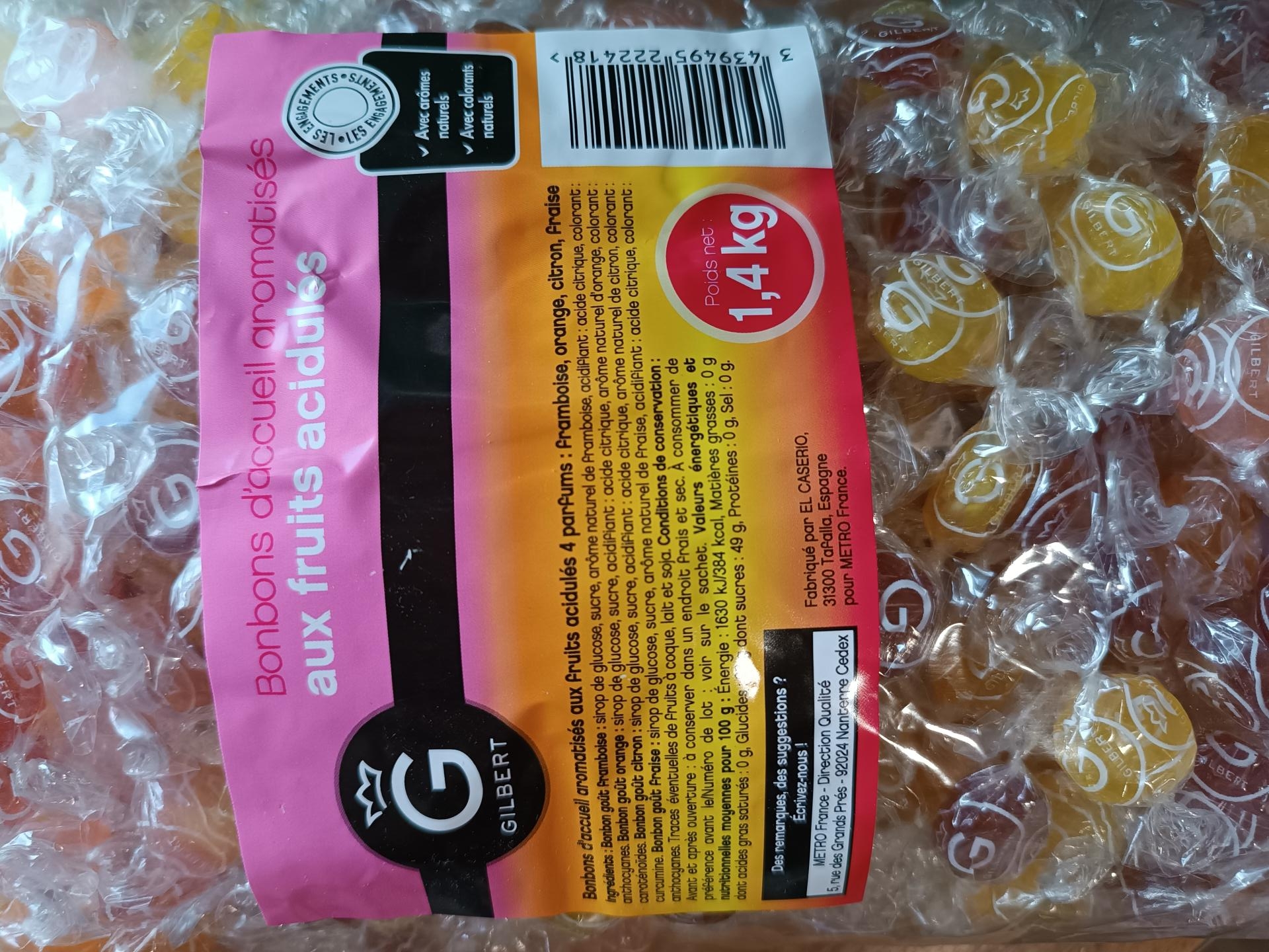 Bonbons d accueil aux fruits acidules gilbert 1 4 kg