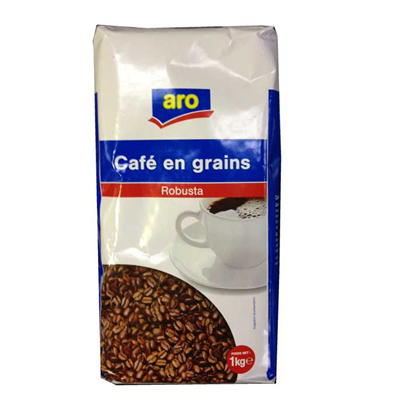 Cafe robusta en grains 1 kg aro