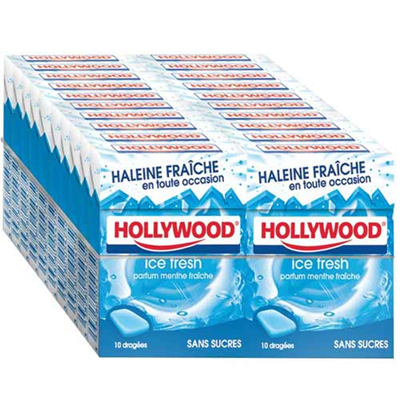 Boîte de 20 chewing-gums Hollywood parfum fraise des bois