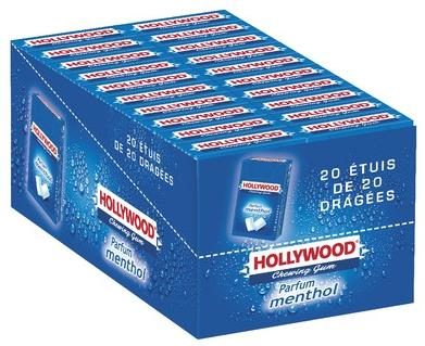 Chewing gum menthol 20 etuis x 40 dragees hollywood