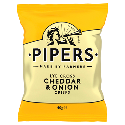 Chips cheddar oignon 40 g Pipers le lot de 12