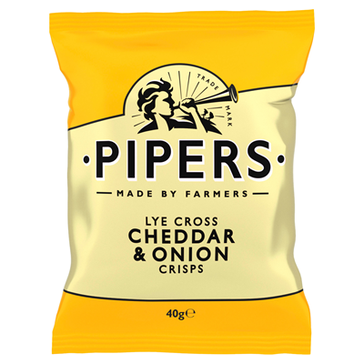 Chips cheddar oignon 40 g pipers le lot de 12