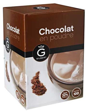 Chocolat en dosettes 100 x 20 g gilbert pour bureau