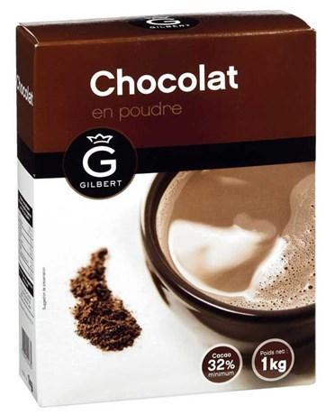 Chocolat en poudre 32 1 kg gilbert dosettes et sticks individuels