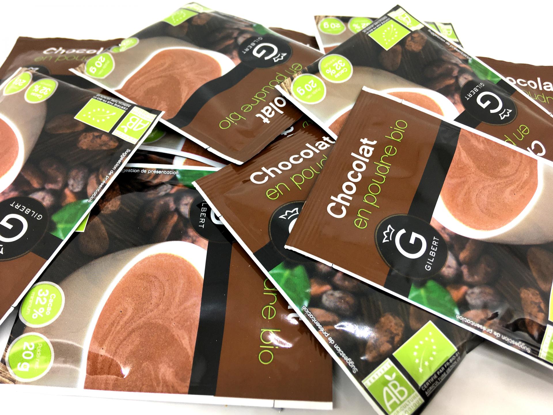 Chocolat en poudre BIO en dosettes 20 g Gilbert le lot de 30