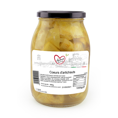 Coeurs d artichauts entiers a l huile de tournesol bocal 1000 g lombardo sott oli