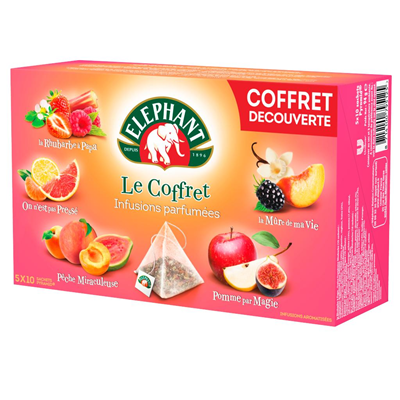 Coffret infusions parfumees 50 sachets pyramide elephant
