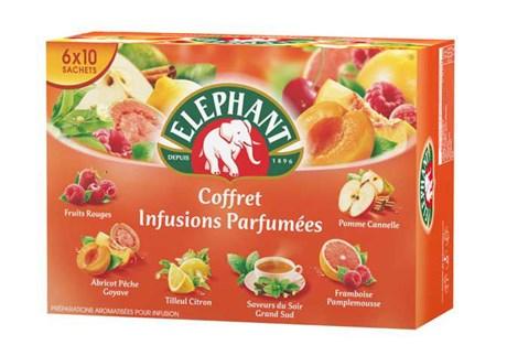 Coffret infusions parfumees 60 sachets elephant pour professionnels