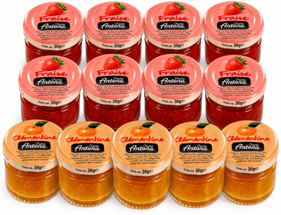 Collection de confitures fraise et clementine