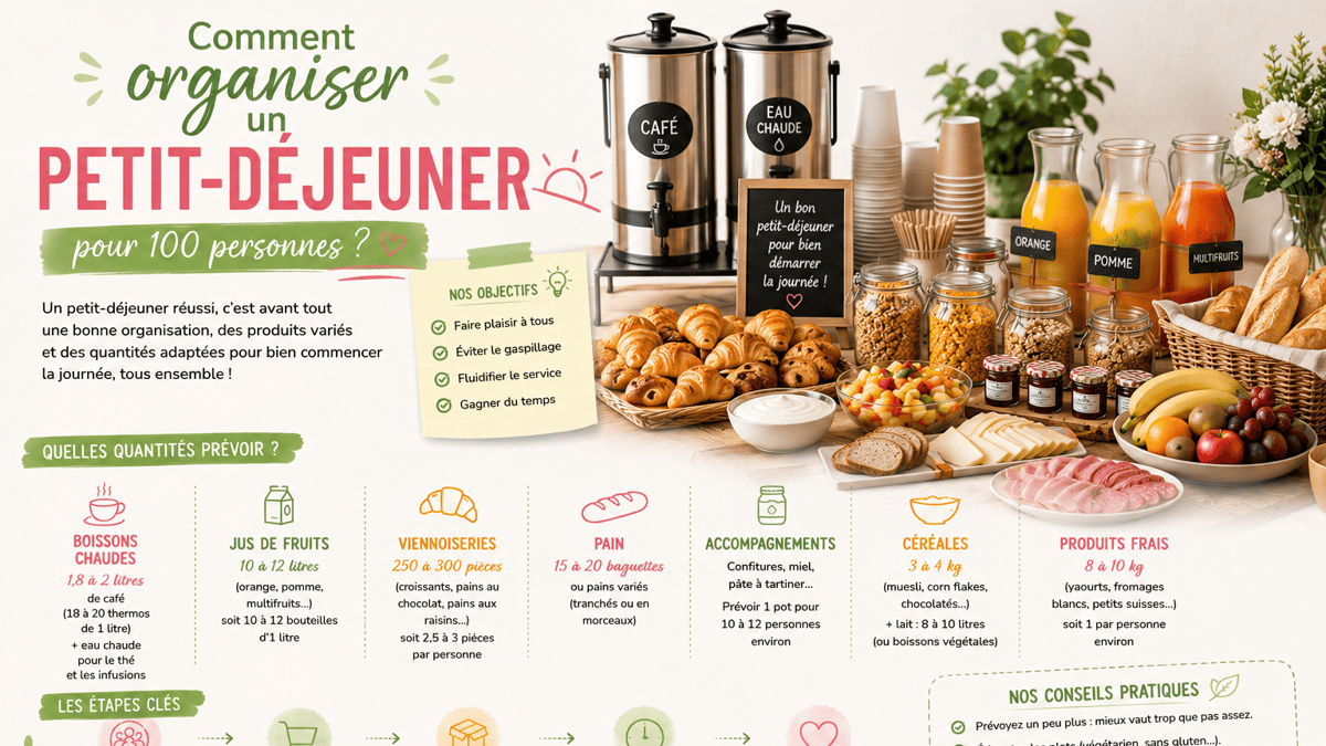 Comment organiser un petit dejeuner pour 100 personnes