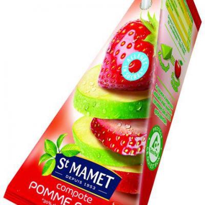 Compote pomme fraise allégée en sucres berlingots 100 g St Mamet le lot de 12