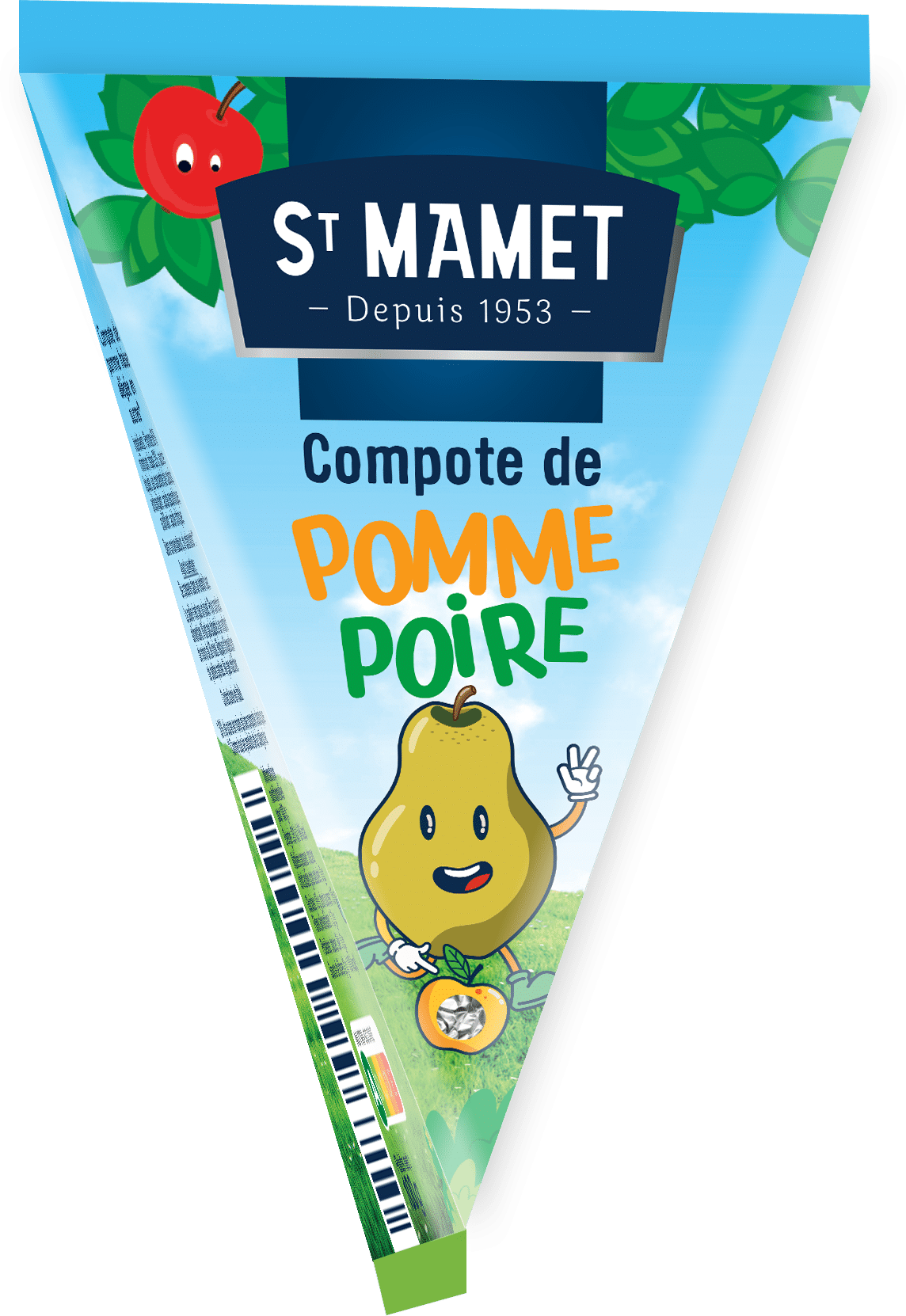 Compote pomme poire allegee en sucres berlingots 100 g st mamet le lot de 6