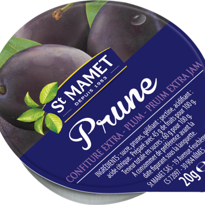 Confiture 20g saint mamet prune coupelles alu a l unite