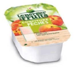 Confitures de peches barquette de 30g en lot de 15 berger de fruits