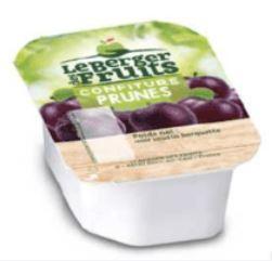 Confitures de prune barquette de 30g en lot de 15 berger de fruits