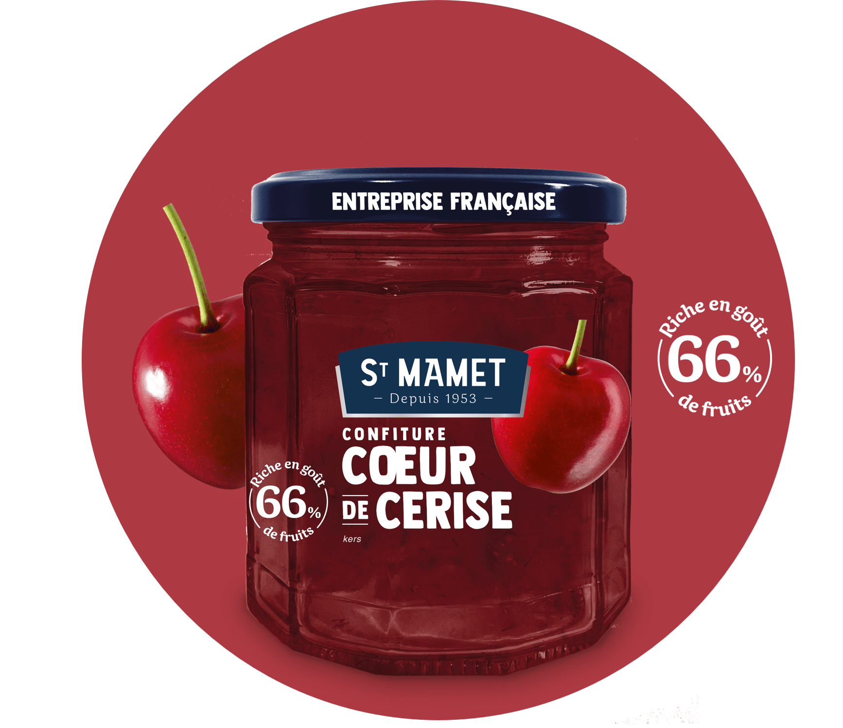Confitures saint mamet en pot 310g de 60 de fruits cerise
