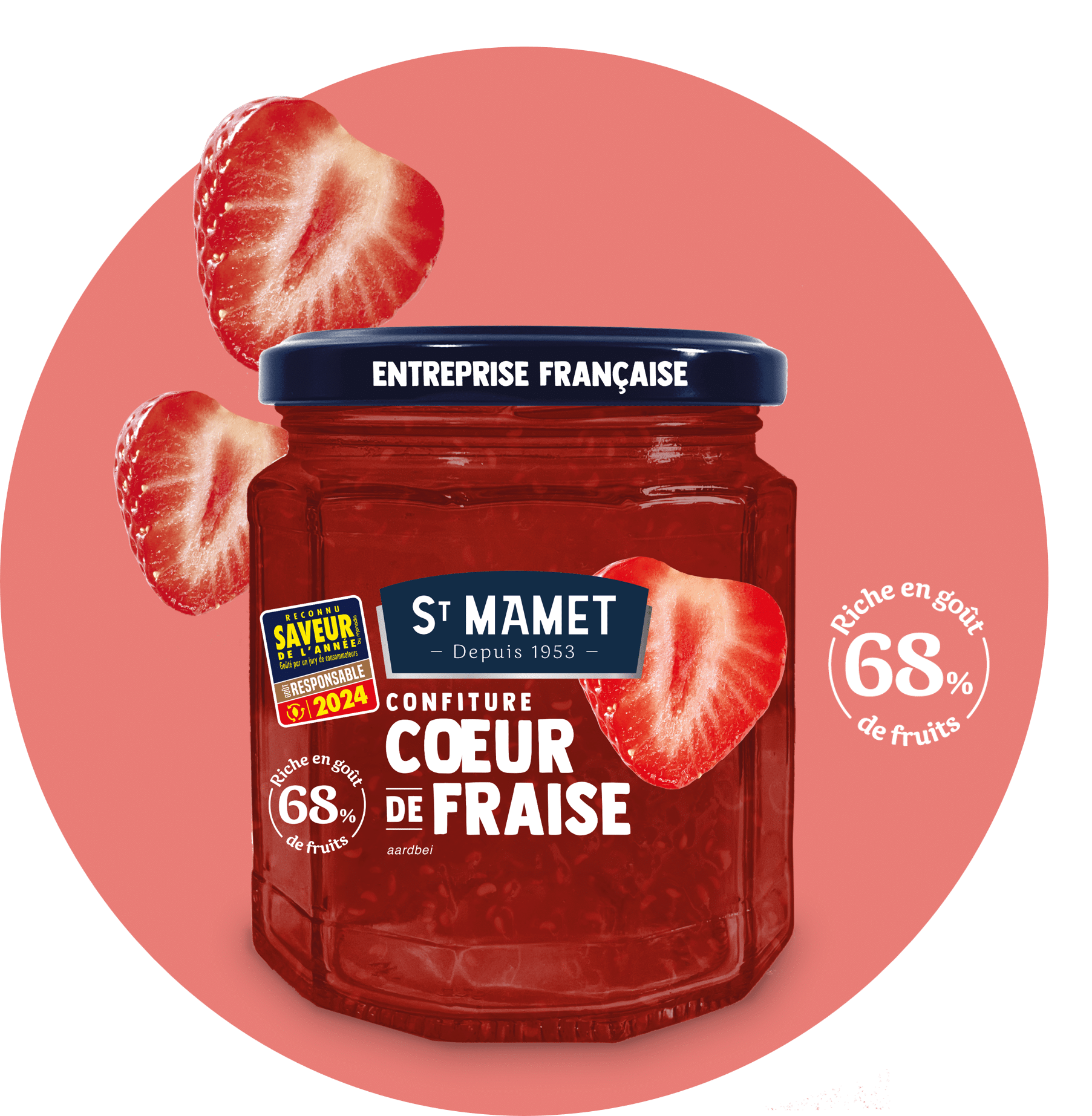 Confitures saint mamet en pot 310g de 60 de fruits fraise 1