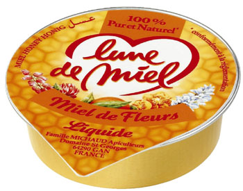 Coupelles de miel de fleurs liquide 20 g lune de miel vendu a l unite