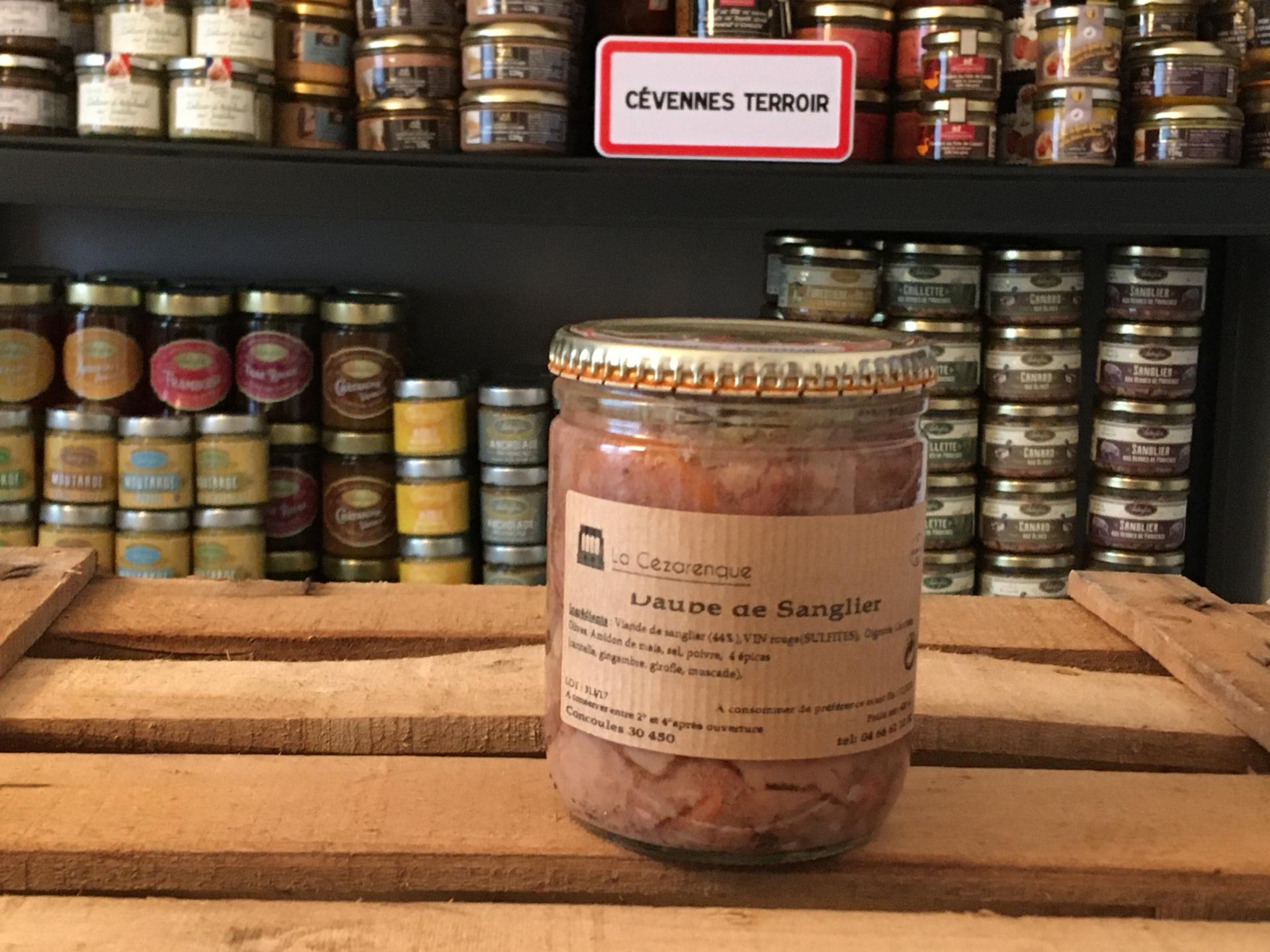 Daube de sanglier 42cl esat la cezarenque en cevennes concoules