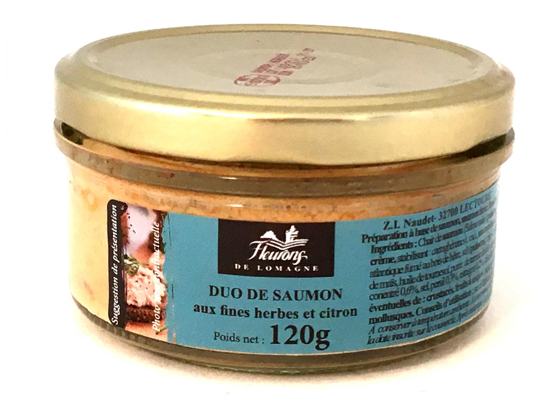 Duo de saumon aux fines herbes et citron 120g bocal 1