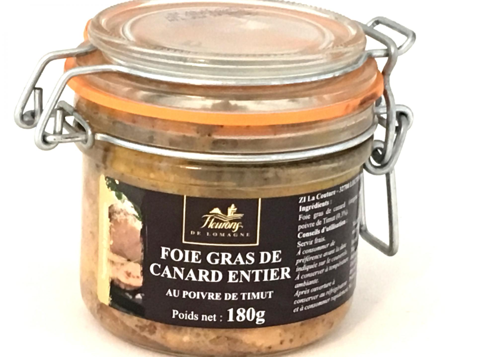 Foie gras de canard entier au poivre de timut 180g