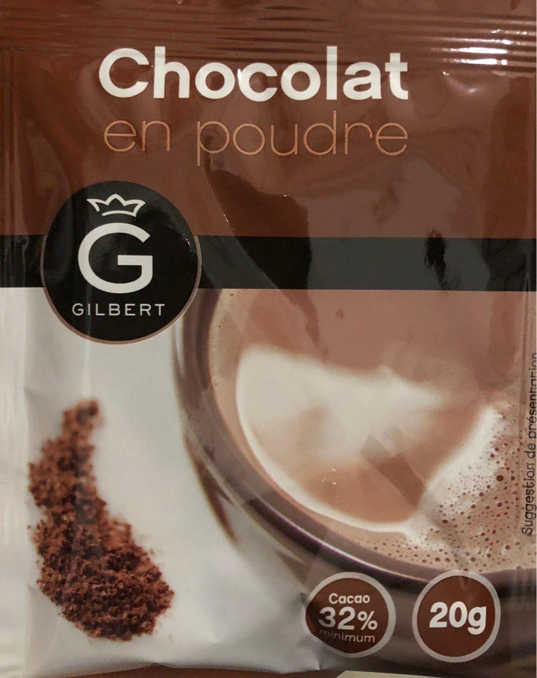 Chocolat en poudre diluable à l'eau dosette 30gr. Gilbert en sachet  Préparation pour boisson au chocolat en poudre