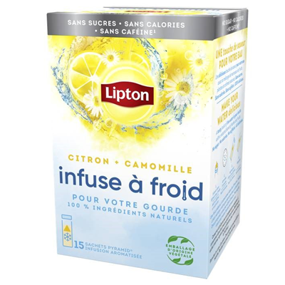 Infusion citron camomille 15 sachets lipton infuse a froid