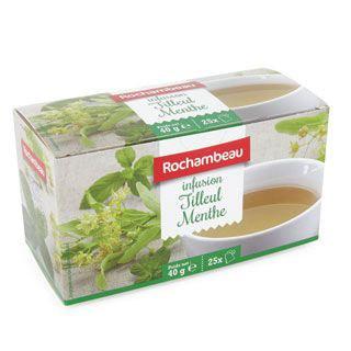 Infusion tilleul menthe 25 x 40 g rochambeau pour professionnels
