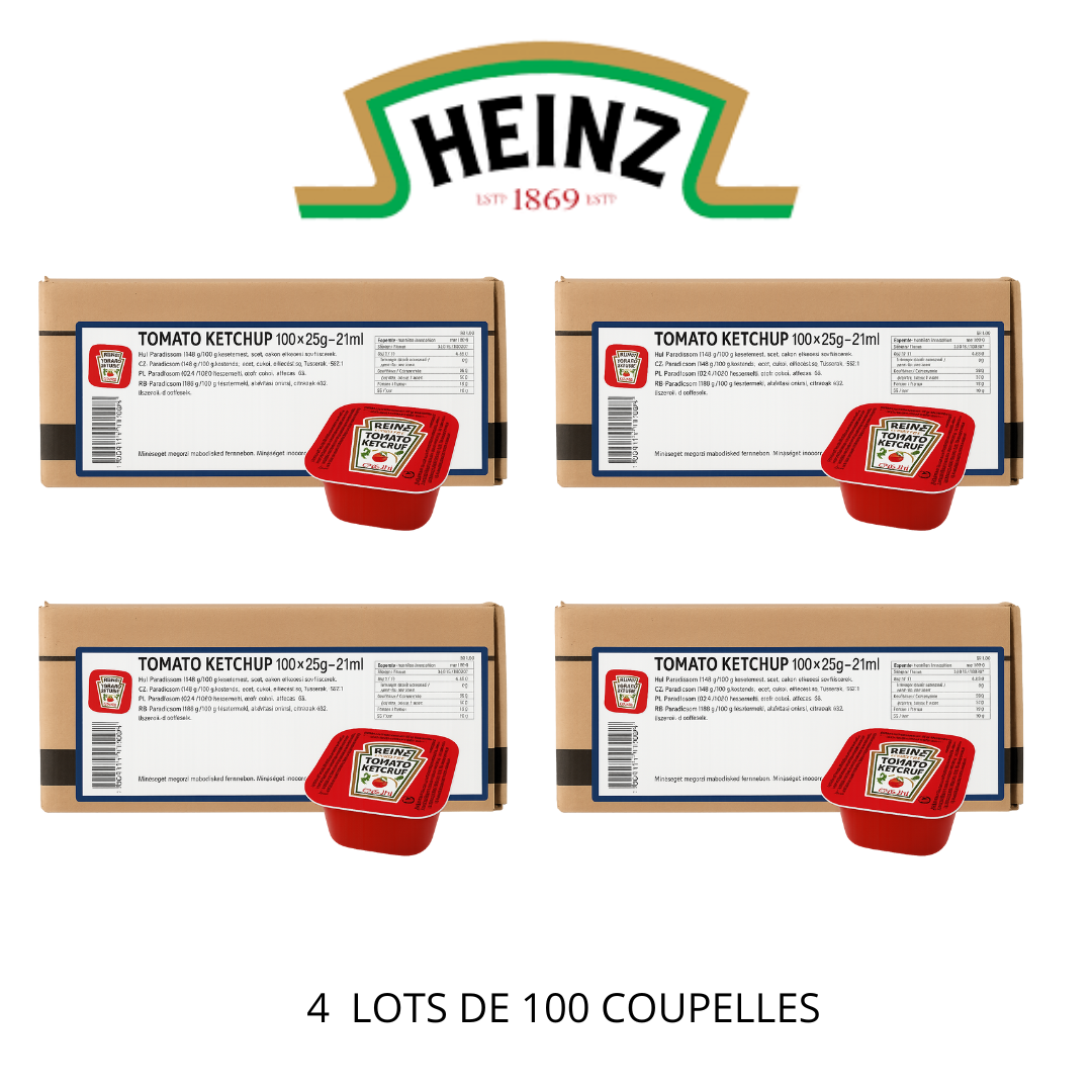Ketchup 100 x 25 g heinz en coupelles gros volumes
