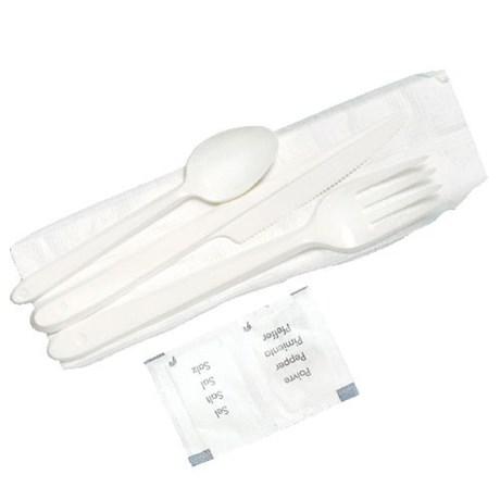Kit couverts blanc 6 en 1 vendu par 50 pour professionnels