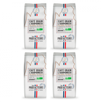 Les prod acteurs cafe grain l harmonieux bio 1 kg le lot de 4 gros volume