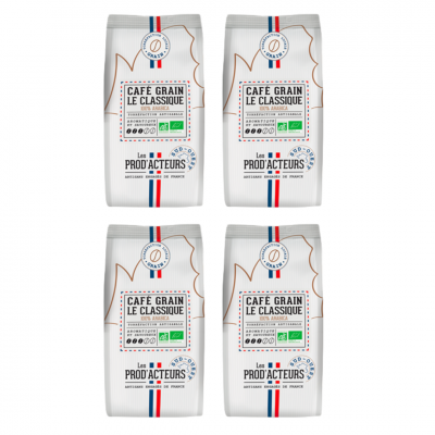 Les prod acteurs cafe grain le classique bio pur arabica 1 kg le lot de 4 gros volume