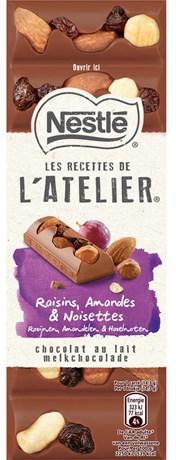 Les recettes de l atelier chocolat au lait raisins amandes et noisettes 100 g pour professionnels
