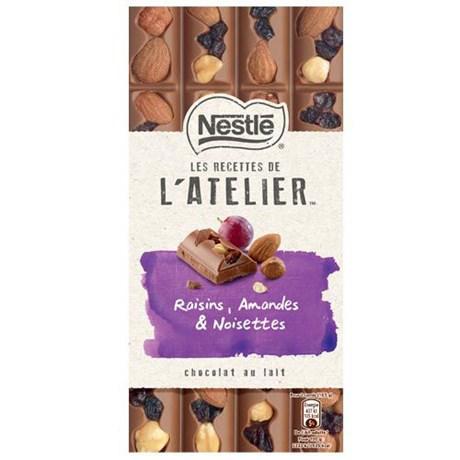 Les recettes de l atelier chocolat au lait raisins amandes et noisettes 195 g pour professionnels