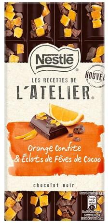 Les recettes de l atelier chocolat noir orange confite et eclats de feves de cacao 195 g pour bureau