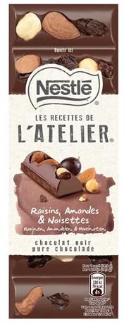Les recettes de l atelier chocolat noir raisins amandes et noisettes 100 g pour professionnels