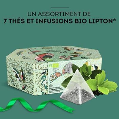 Lipton coffret en metal assortiment de 7 thes bio aromatises non aromatises 1