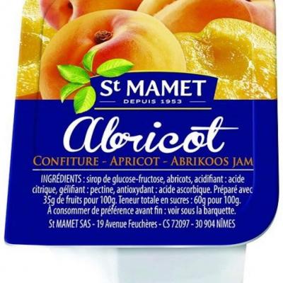 Lot de 15 confiture d abricots 25 g st mamet en barquette plastique