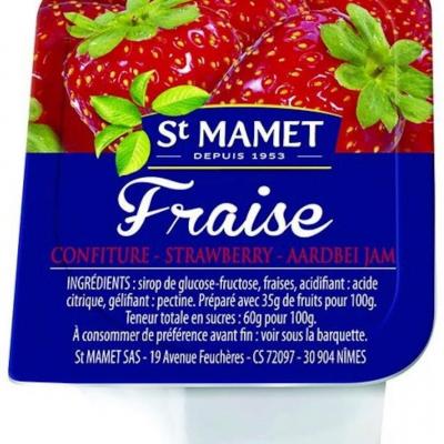 Lot de 15 confiture de fraises 25 g st mamet en barquette plastique